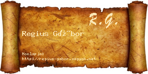 Regius Gábor névjegykártya
